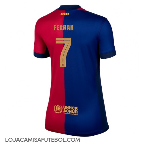 Camisa de Futebol Barcelona Ferran Torres #7 Equipamento Principal Mulheres 2024-25 Manga Curta